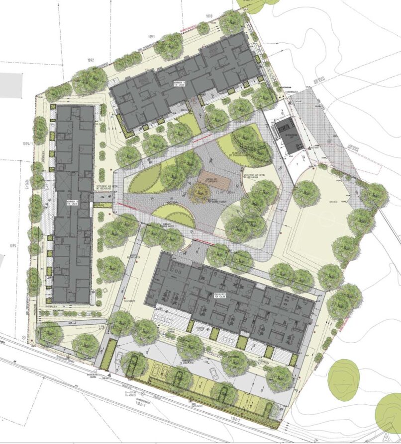 Welsch und Egger Landschaftsarchitekten Bauherr: Regens Wagner Stiftung Absberg Projekt: Neubau einer Freianlage für 2 Wohnheime und eine Förderstätte für je 10 und 24 Menschen mit Behinderung in Langlau