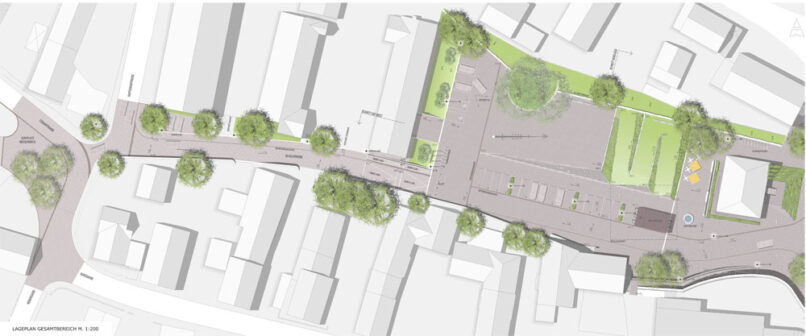 Welsch und Egger Landschaftsarchitekten Markt Zusmarshausen Wettbewerb Neugestaltung Rathausumfeld Grundriss